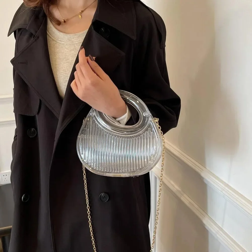 Women's Clear Buckle Small Cute Trendy Evening Party Cocktail Crossbody Clutch
